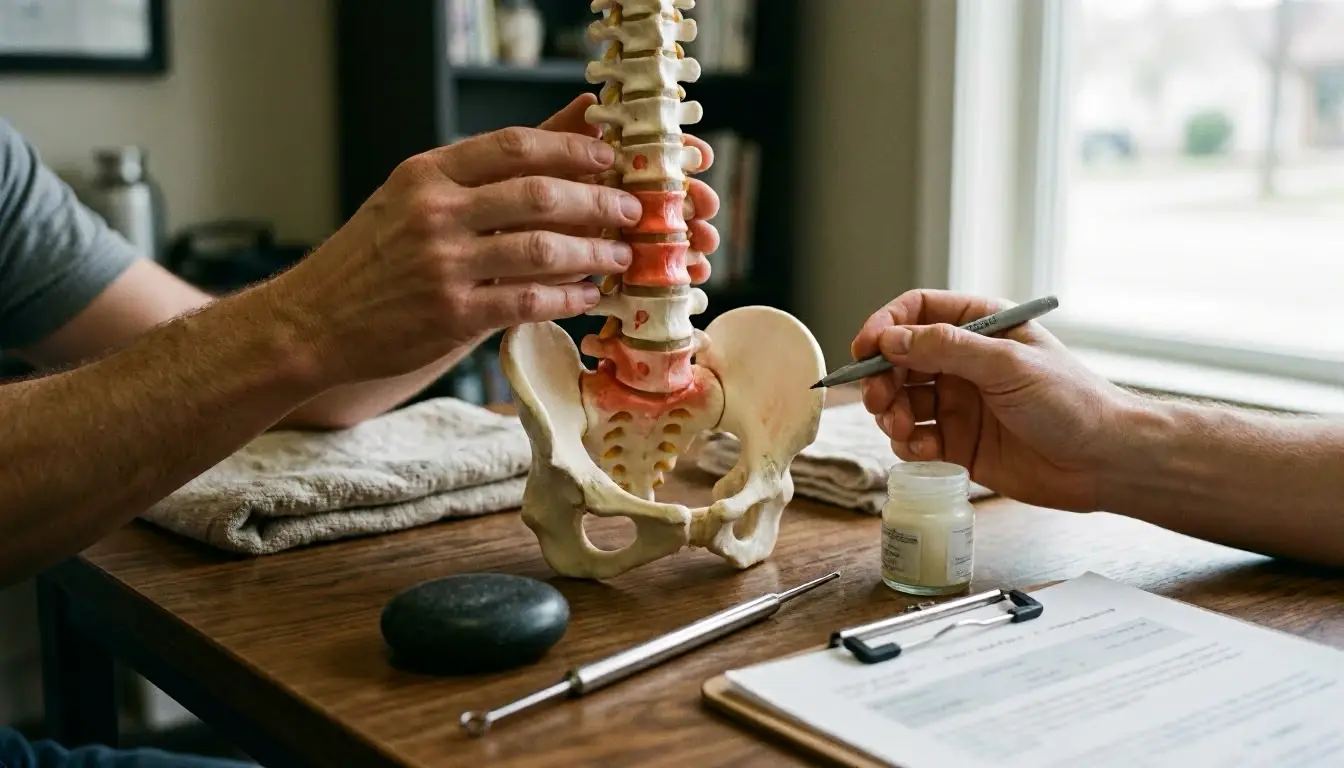 Back Pain in Chiropractor: Back Pain is discomfort, soreness, Or aching anywhere along the spine, from—visual guide